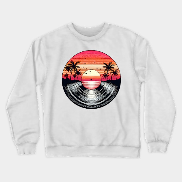 Yacht Rock Vinyl Record Crewneck Sweatshirt by DankFutura